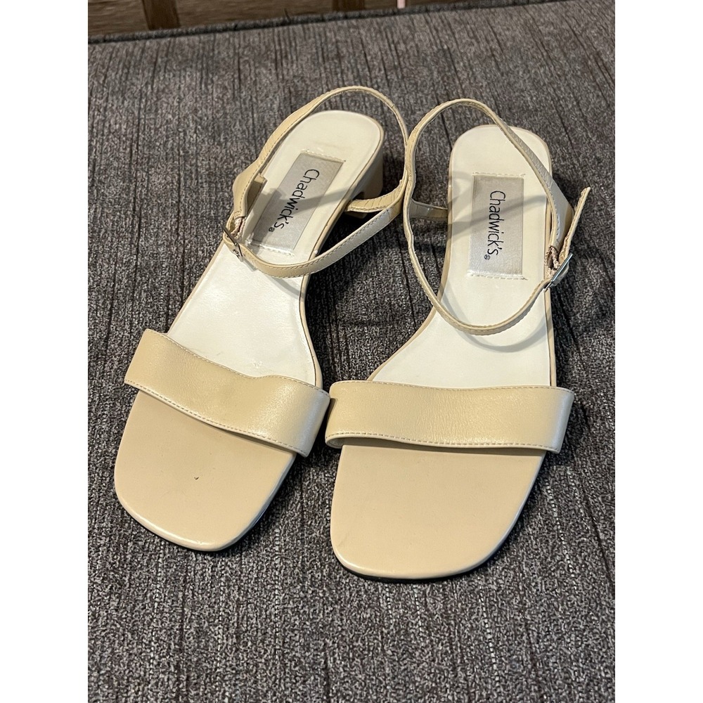 Chadwick's Women's Tan Leather Sandals Ankle Straps Sz 8.5 M Very Good Condition